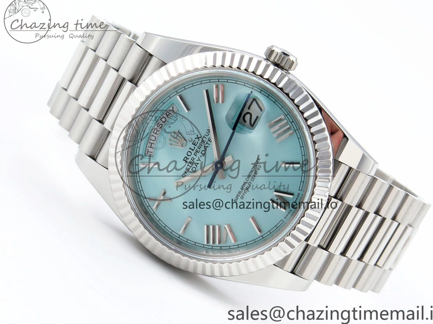 MiroTime 0401 Day Date 40 SS 228236 ARF 1:1 Best Edition Tiffany Blue Roman Dial on President Bracelet VR RelaxedFit 1517